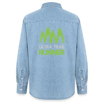 Ultra Trail Runner - Frauen Jeanshemd Organic von Stanley/Stella - verwaschenes Hellblau - Hinten - AI Model Female 172 light (172cm)