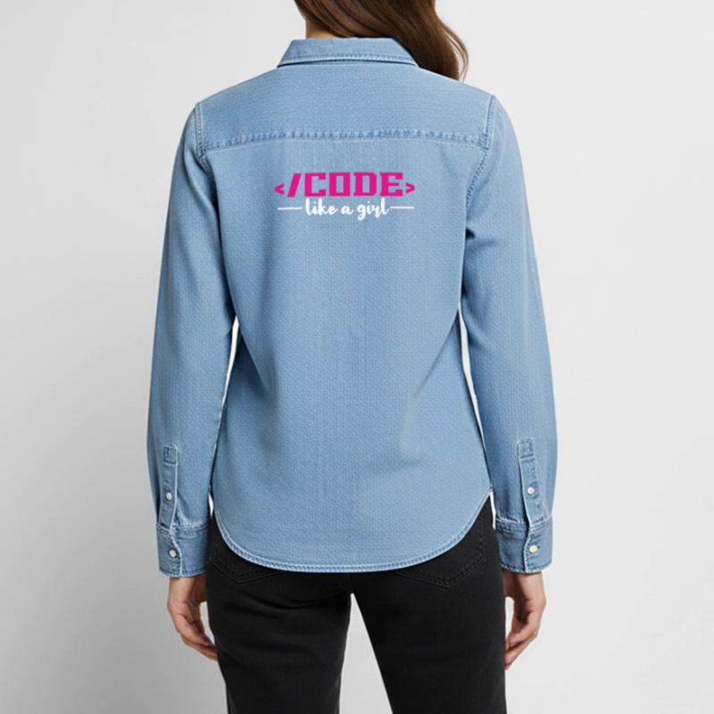 Coding Programming Computer Science Women’s Organic Denim Shirt by Stanley/Stella