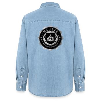 Maurer, Zunftwappen, Handwerker - Frauen Jeanshemd Organic von Stanley/Stella - verwaschenes Hellblau - Hinten - AI Model Female 172 light (172cm)