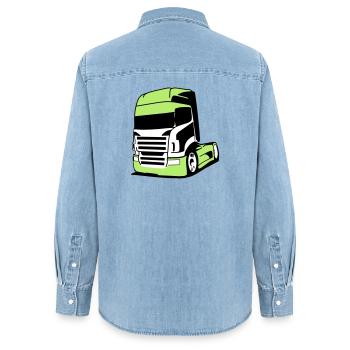 Markanter V8-Truck - Frauen Jeanshemd Organic von Stanley/Stella - verwaschenes Hellblau - Hinten - AI Model Female 172 light (172cm)