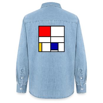 Mondrian 3 - Frauen Jeanshemd Organic von Stanley/Stella - verwaschenes Hellblau - Hinten - AI Model Female 172 light (172cm)