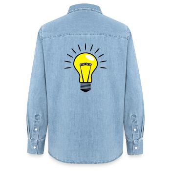 Light bulb Comic Vector 3 Color customizable - Women’s Organic Denim Shirt by Stanley/Stella - light wash - Back - AI Model Female 172 light (172cm)