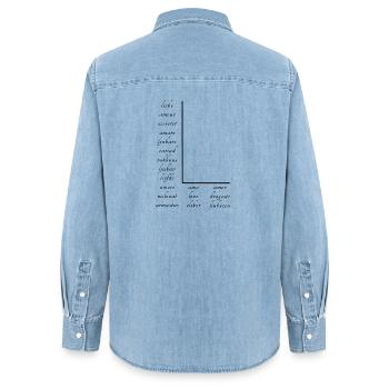 Liebe Auf Vielen Verschiedenen Sprachen - Frauen Jeanshemd Organic von Stanley/Stella - verwaschenes Hellblau - Hinten - AI Model Female 172 light (172cm)