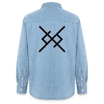 L’amour éternel dans les runes vikings - Chemise en denim femme bio Stanley/Stella - bleu clair délavé - Dos - AI Model Female 172 light (172cm)
