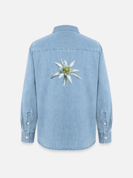 Alpen-Edelweiß - Frauen Jeanshemd Organic von Stanley/Stella - verwaschenes Hellblau