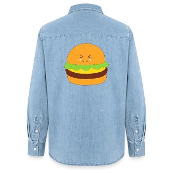 Burger, fast food, essen, kochen - Frauen Jeanshemd Organic von Stanley/Stella - verwaschenes Hellblau - Hinten - AI Model Female 172 light (172cm)
