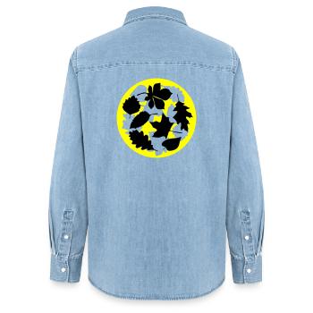autumn leaves circle - Women’s Organic Denim Shirt by Stanley/Stella - light wash - Back - AI Model Female 172 light (172cm)