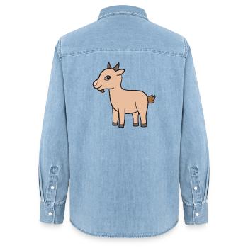Ziege Ziegen Geiss - Frauen Jeanshemd Organic von Stanley/Stella - verwaschenes Hellblau - Hinten - AI Model Female 172 light (172cm)