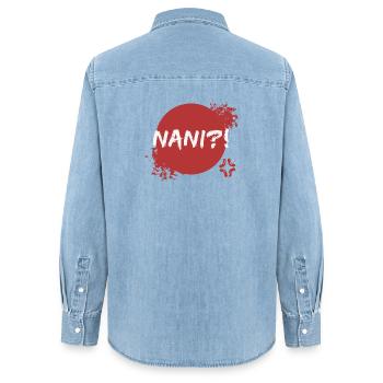 Anime Manga Quote Japanese Pop Culture Geek - Women’s Organic Denim Shirt by Stanley/Stella - light wash - Back - AI Model Female 172 light (172cm)