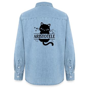 t-shirt Aristote chat t-shirt cadeau idée cadeau - Chemise en denim femme bio Stanley/Stella - bleu clair délavé - Dos - AI Model Female 172 light (172cm)
