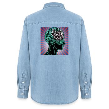 Denkkopf - Frauen Jeanshemd Organic von Stanley/Stella - verwaschenes Hellblau - Hinten - AI Model Female 172 light (172cm)