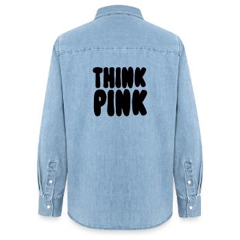 Think Pink - Women’s Organic Denim Shirt by Stanley/Stella - light wash - Back - AI Model Female 172 light (172cm)