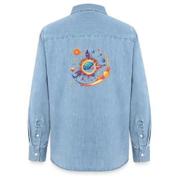 Big Bang - Chemise en denim femme bio Stanley/Stella - bleu clair délavé - Dos - AI Model Female 172 light (172cm)