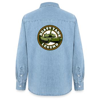 Heavy Legend - Panzer Design - Frauen Jeanshemd Organic von Stanley/Stella - verwaschenes Hellblau - Hinten - AI Model Female 172 light (172cm)