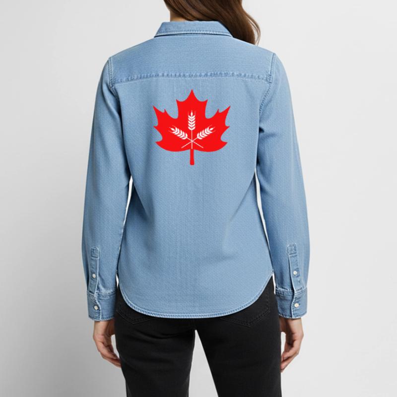 Canada maple leaf grain logo Women’s Organic Denim Shirt by Stanley/Stella