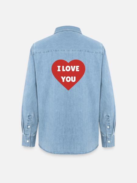 Ich liebe dich - Frauen Jeanshemd Organic von Stanley/Stella - verwaschenes Hellblau