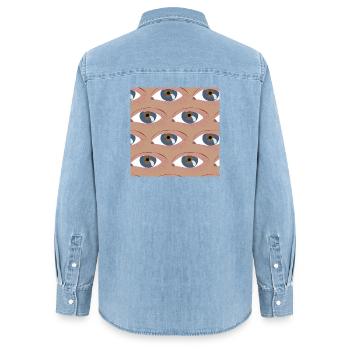 Die Augen aufgereiht - Frauen Jeanshemd Organic von Stanley/Stella - verwaschenes Hellblau - Hinten - AI Model Female 172 light (172cm)