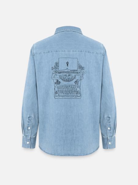 Typewriter Love - Frauen Jeanshemd Organic von Stanley/Stella - verwaschenes Hellblau
