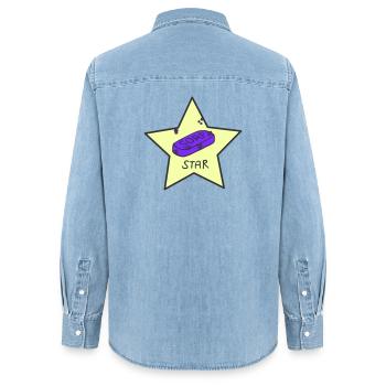 Soapstar - Frauen Jeanshemd Organic von Stanley/Stella - verwaschenes Hellblau - Hinten - AI Model Female 172 light (172cm)
