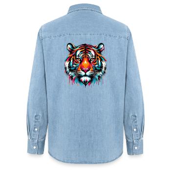 Tiger - Women’s Organic Denim Shirt by Stanley/Stella - light wash - Back - AI Model Female 172 light (172cm)