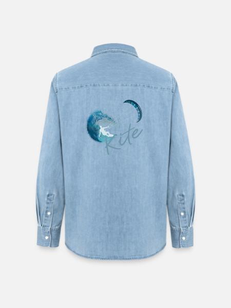 Kitesurfen - Frauen Jeanshemd Organic von Stanley/Stella - verwaschenes Hellblau