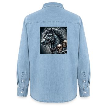 Cheval lourd - Chemise en denim femme bio Stanley/Stella - bleu clair délavé - Dos - AI Model Female 172 light (172cm)