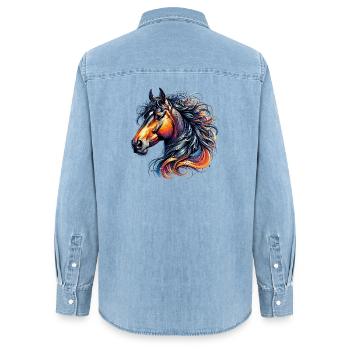 Cheval - Chemise en denim femme bio Stanley/Stella - bleu clair délavé - Dos - AI Model Female 172 light (172cm)