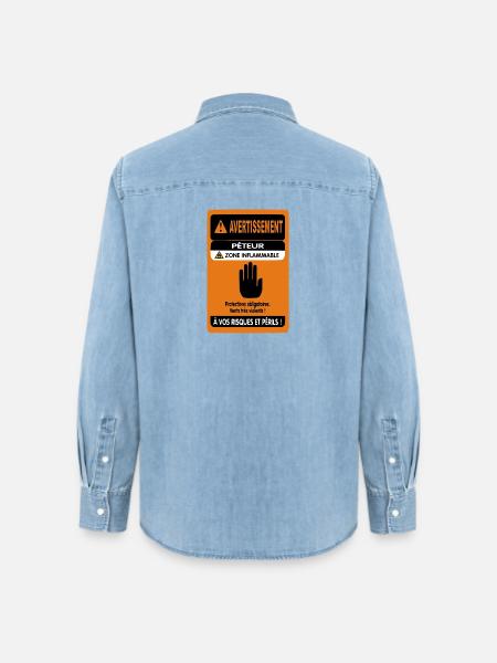 Warnung vor Furzen - Frauen Jeanshemd Organic von Stanley/Stella - verwaschenes Hellblau