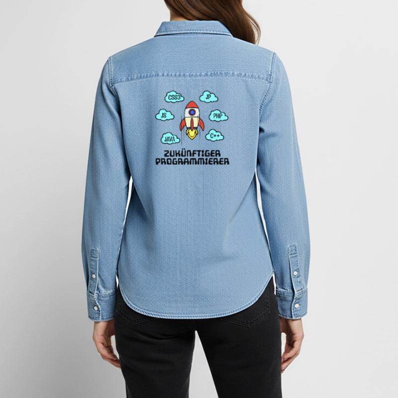 Css Code Developer C++ Java Php Programmer Women’s Organic Denim Shirt by Stanley/Stella