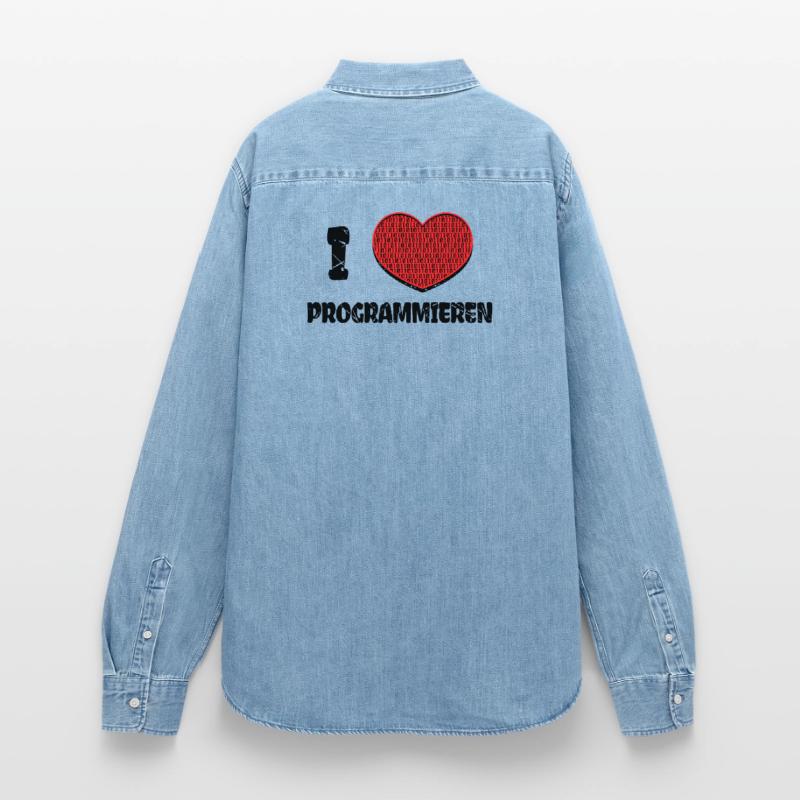Developer Heart Web Developer Statement Computer Women’s Organic Denim Shirt by Stanley/Stella