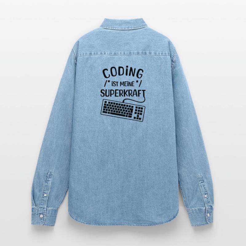 Computer Code Statement Developer Computerfreak Frauen Jeanshemd Organic von Stanley/Stella