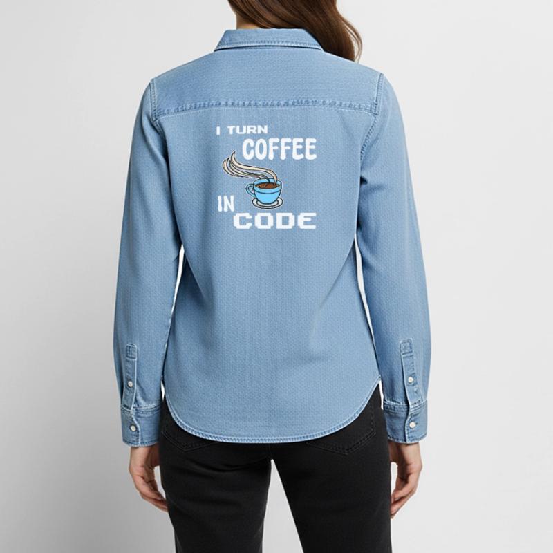 Developer Computergeek Statement Programmer Women’s Organic Denim Shirt by Stanley/Stella