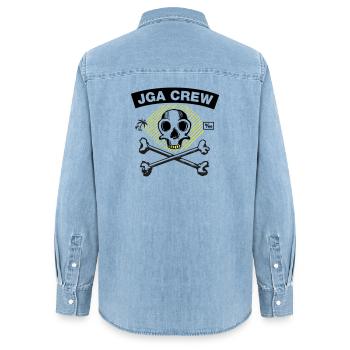 JGA Crew - Skull and Bones - Women’s Organic Denim Shirt by Stanley/Stella - light wash - Back - AI Model Female 172 light (172cm)
