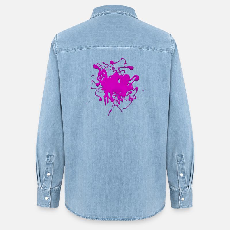 Pink.Splash - Frauen Jeanshemd Organic von Stanley/Stella - verwaschenes Hellblau
