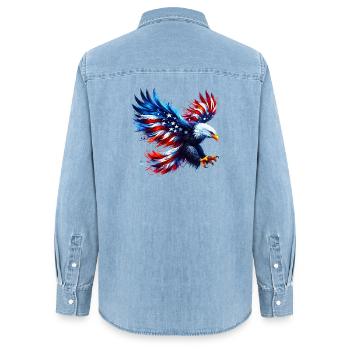 Eagle Flag USA USA American - Women’s Organic Denim Shirt by Stanley/Stella - light wash - Back - AI Model Female 172 light (172cm)