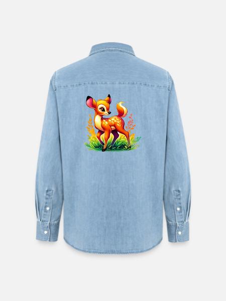 Rehbraun - Frauen Jeanshemd Organic von Stanley/Stella - verwaschenes Hellblau