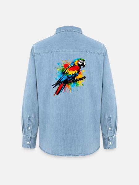 Papagei - Frauen Jeanshemd Organic von Stanley/Stella - verwaschenes Hellblau