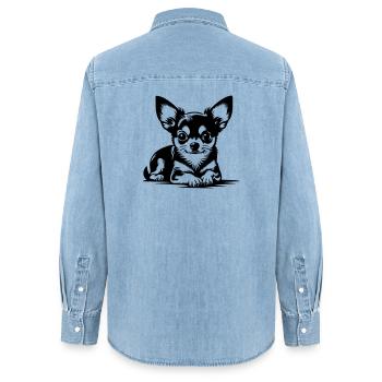 Chihuahua - Frauen Jeanshemd Organic von Stanley/Stella - verwaschenes Hellblau - Hinten - AI Model Female 172 light (172cm)