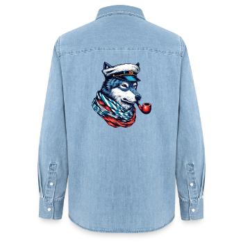 Seewolf Wolf Wölfe - Frauen Jeanshemd Organic von Stanley/Stella - verwaschenes Hellblau - Hinten - AI Model Female 172 light (172cm)