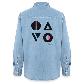 Abstract Geometry Design - Stylish Fashion - Women’s Organic Denim Shirt by Stanley/Stella - light wash - Back - AI Model Female 172 light (172cm)