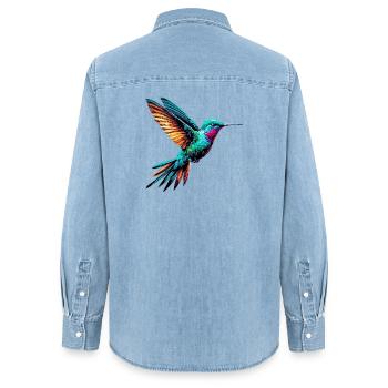 Kolibri - Frauen Jeanshemd Organic von Stanley/Stella - verwaschenes Hellblau - Hinten - AI Model Female 172 light (172cm)