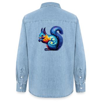 Écureuil - Chemise en denim femme bio Stanley/Stella - bleu clair délavé - Dos - AI Model Female 172 light (172cm)