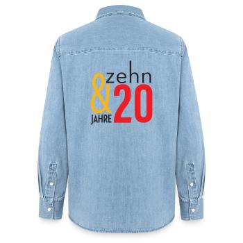 Keine 30 - Zehnundzwanzig! - Frauen Jeanshemd Organic von Stanley/Stella - verwaschenes Hellblau - Hinten - AI Model Female 172 light (172cm)