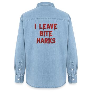 bite marks blutspuren - Frauen Jeanshemd Organic von Stanley/Stella - verwaschenes Hellblau - Hinten - AI Model Female 172 light (172cm)