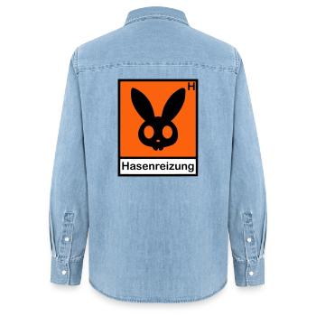Hasenreizung - Frauen Jeanshemd Organic von Stanley/Stella - verwaschenes Hellblau - Hinten - AI Model Female 172 light (172cm)