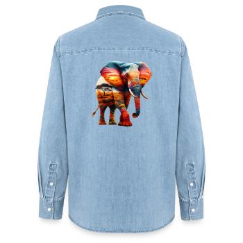 Elephant - Women’s Organic Denim Shirt by Stanley/Stella - light wash - Back - AI Model Female 172 light (172cm)