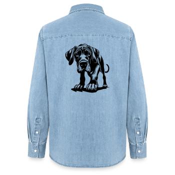 Great Dane - Women’s Organic Denim Shirt by Stanley/Stella - light wash - Back - AI Model Female 172 light (172cm)