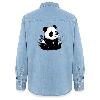 Panda - Frauen Jeanshemd Organic von Stanley/Stella - verwaschenes Hellblau - Hinten - AI Model Female 172 light (172cm)