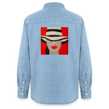 Stolz 2019 - Frauen Jeanshemd Organic von Stanley/Stella - verwaschenes Hellblau - Hinten - AI Model Female 172 light (172cm)