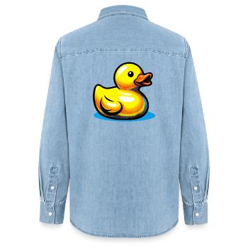 Ente Ente Ente Ente Ente - Frauen Jeanshemd Organic von Stanley/Stella - verwaschenes Hellblau - Hinten - AI Model Female 172 light (172cm)
